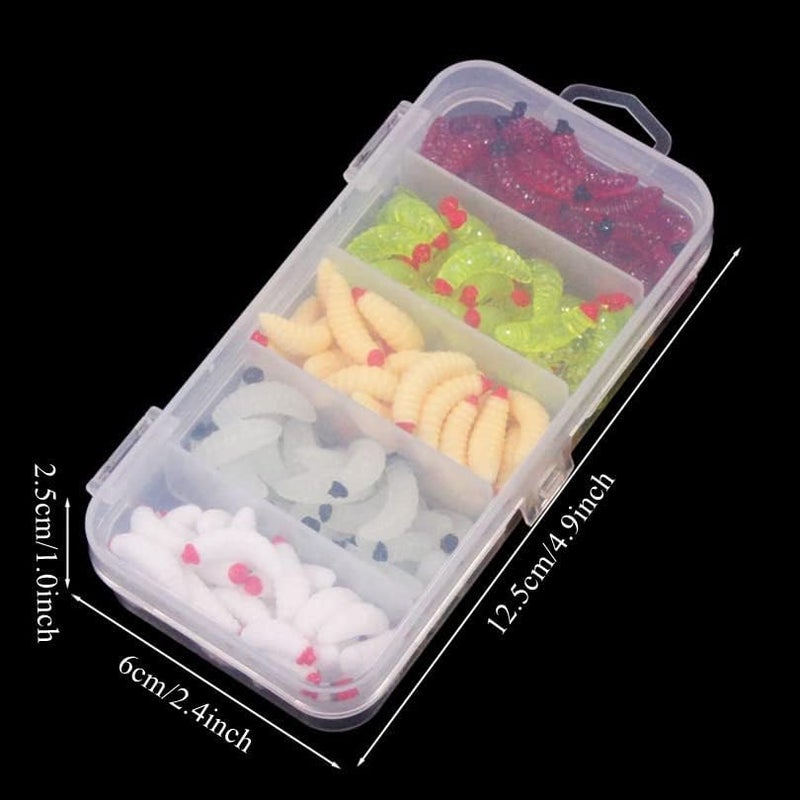 OriGlam 100pcs Soft Silicone Maggot Worm, Soft Artificial Bread Worm Fishing Lure, Biomimetic Earthworm Lures Worm Fishing Lures Simulation Bait Fake Worm - Image 4